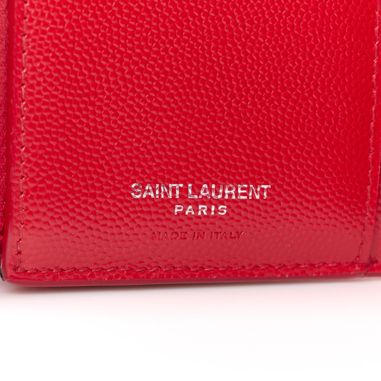 Grain De Poudre Matelasse Chevron Monogram Compact Tri Fold Wallet Red