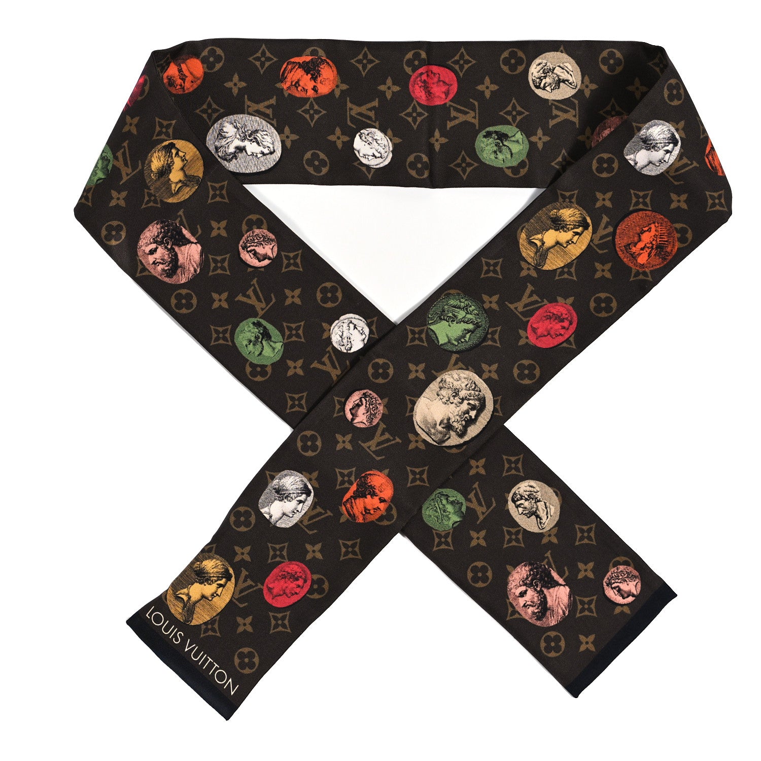 Louis Vuitton X FORNASETTI Silk Monogram Cameo Bandeau Brown 1 of 4