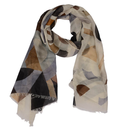 Chanel Modal Cashmere Silk Scarf Black White Brown 1 of 5