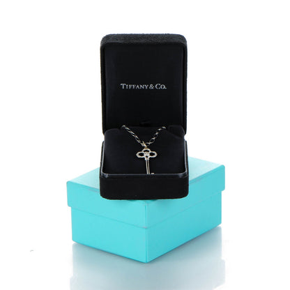 Tiffany 18K White Gold Diamond Crown Key Pendant Necklace 7 of 7