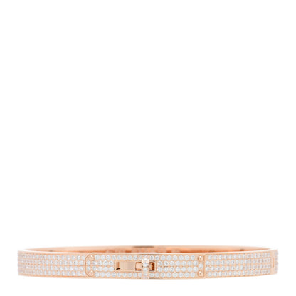 Hermes 18K Rose Gold Diamond PM Kelly Full Pave Bracelet SH 1 of 4