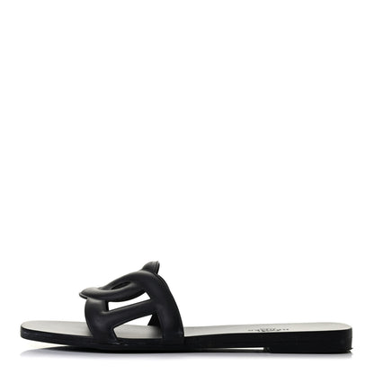 Hermes Rubber Aloha Sandals 38 Black 1 of 4