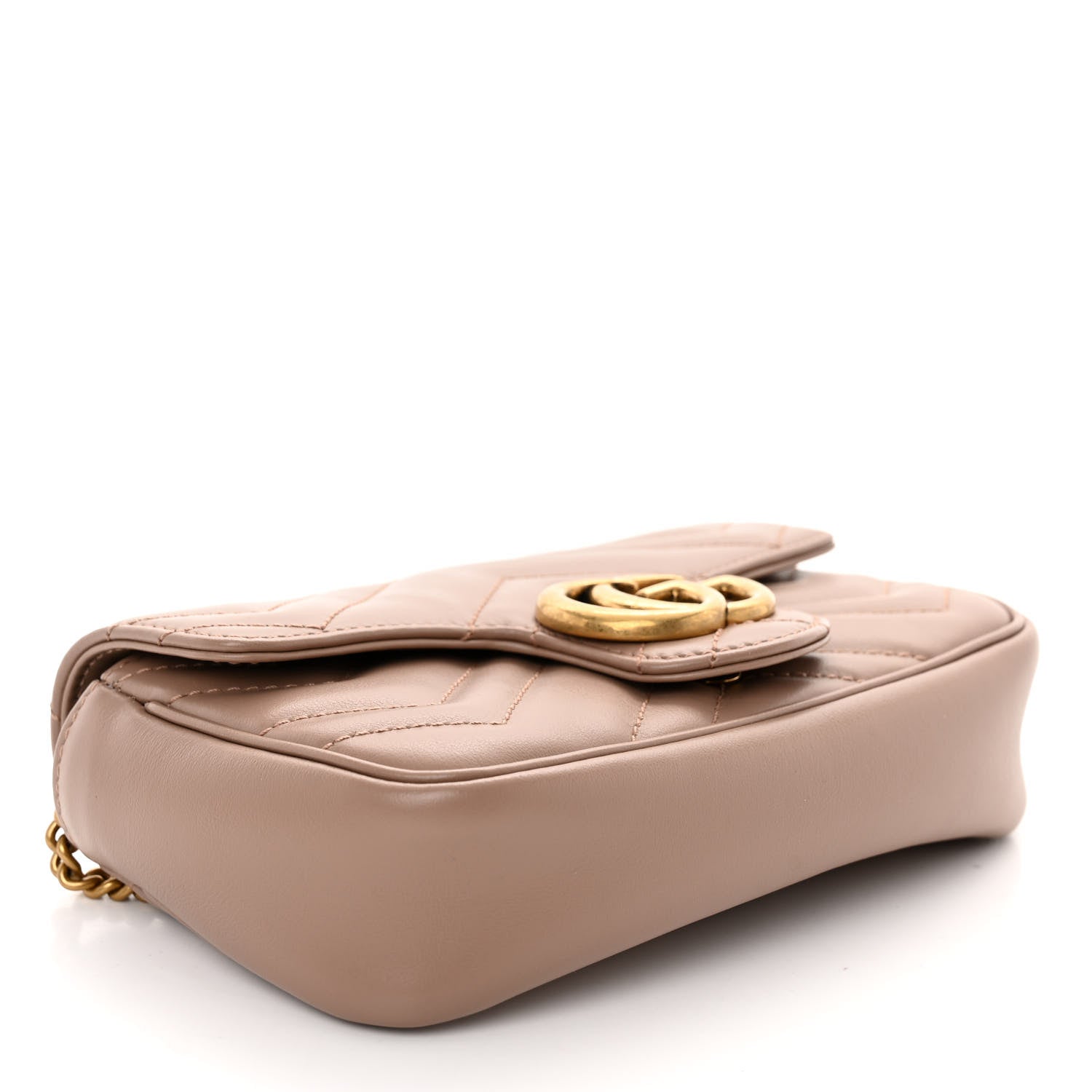 Gucci Calfskin Matelasse Super Mini GG Marmont Shoulder Bag Porcelain Rose 4 of 11