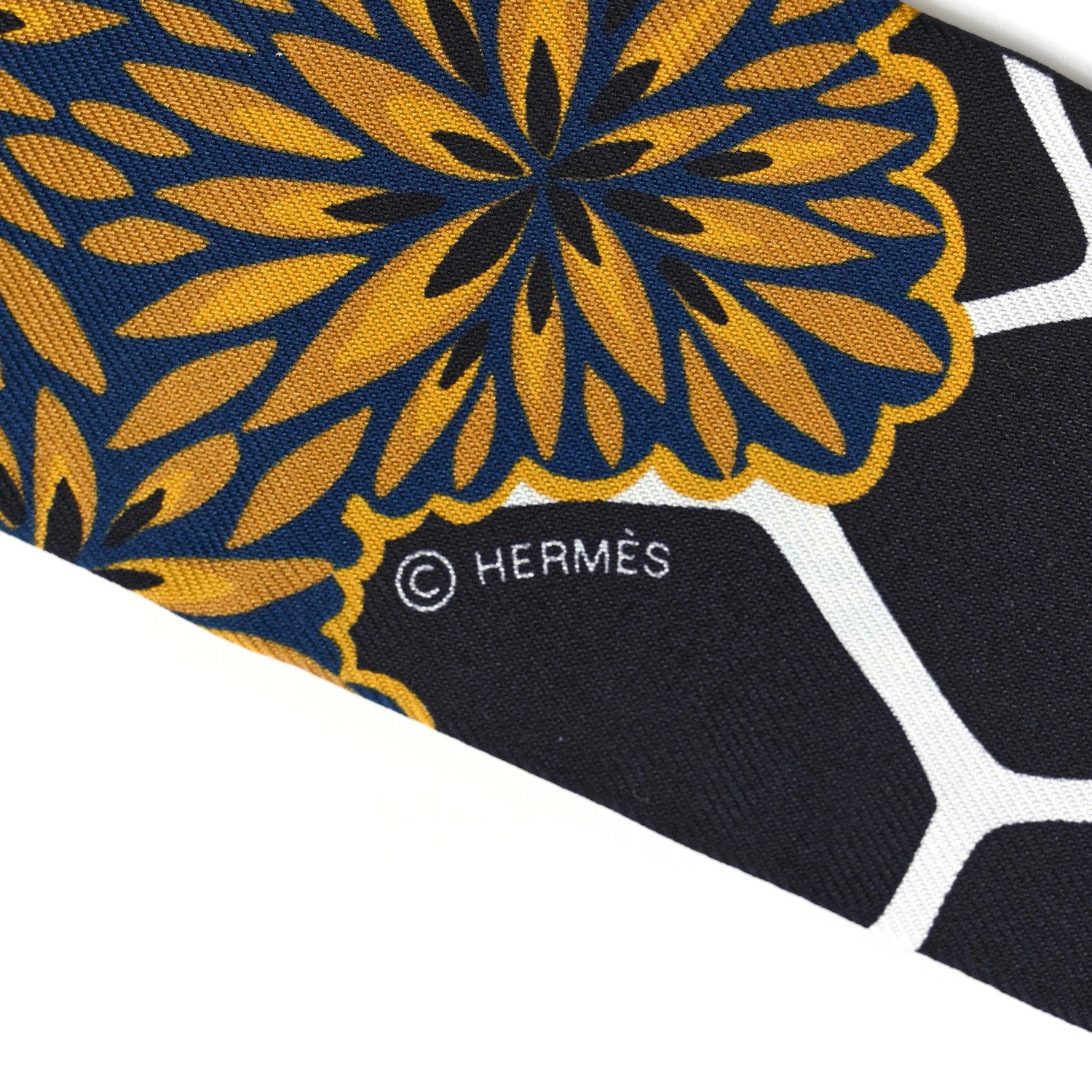 Hermes Silk Three Graces Twilly Black Gold Taupe 3 of 4