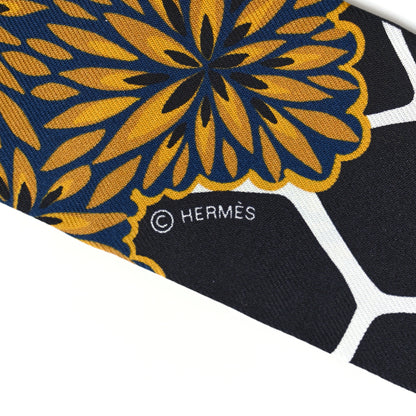 Hermes Silk Three Graces Twilly Black Gold Taupe 3 of 4
