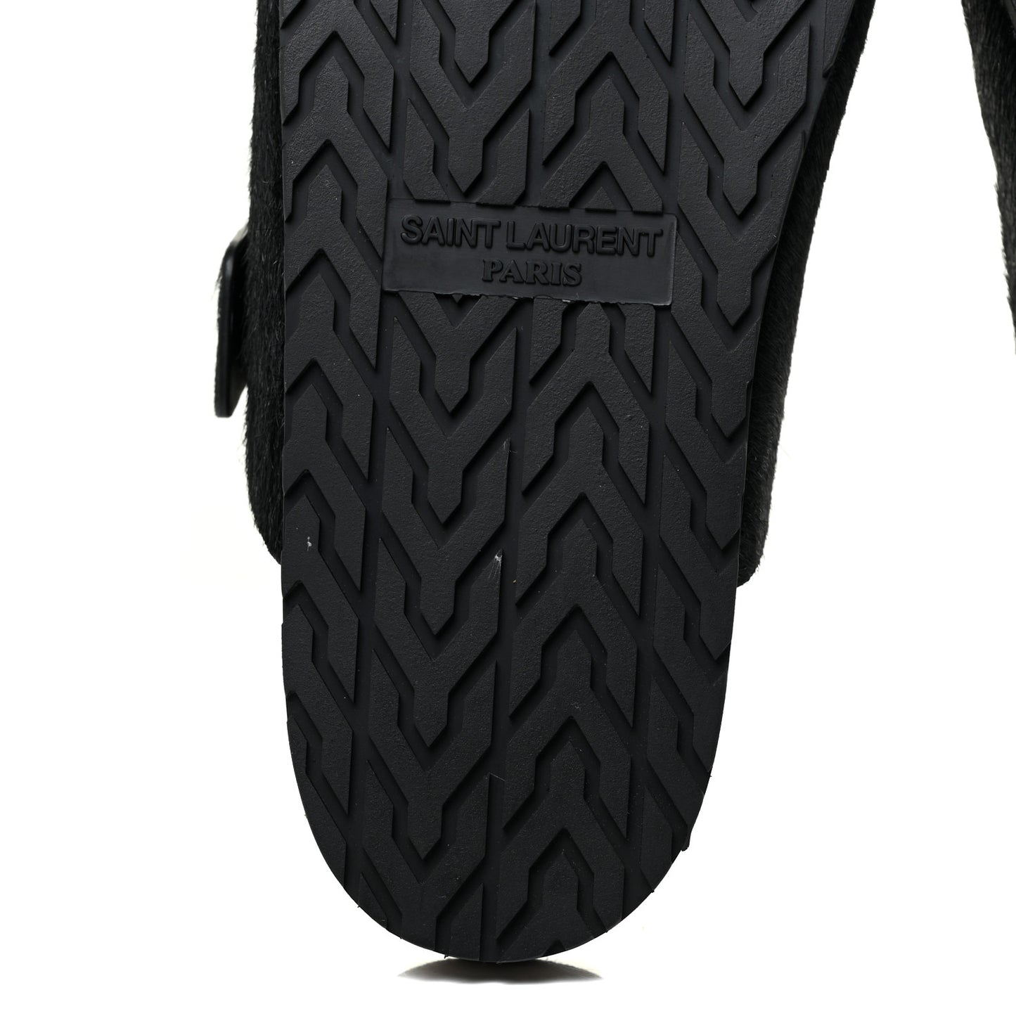 Calf Hair Jimmy Cross Slides 38.5 Black