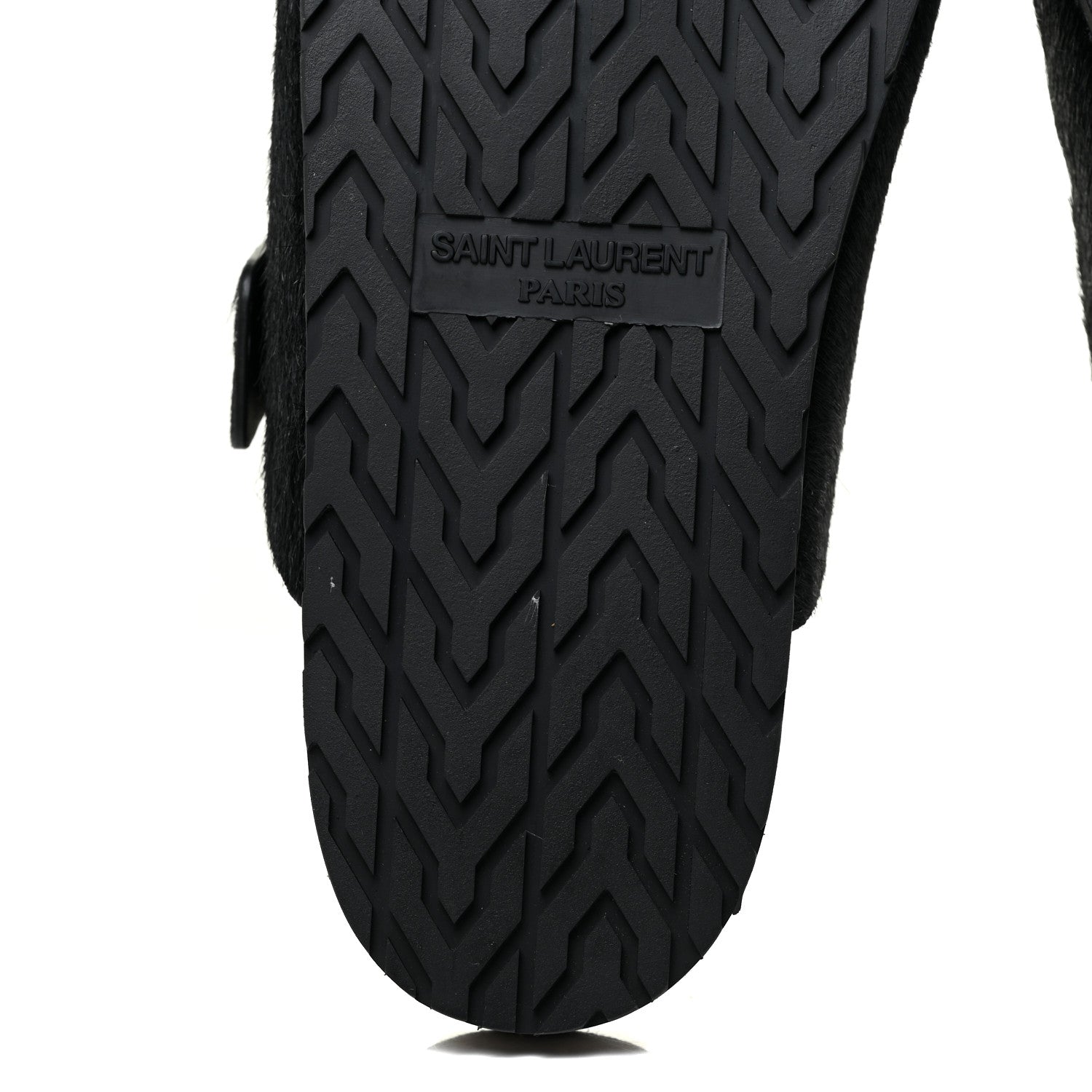 Saint Laurent Calf Hair Jimmy Cross Slides 38.5 Black 8 of 12