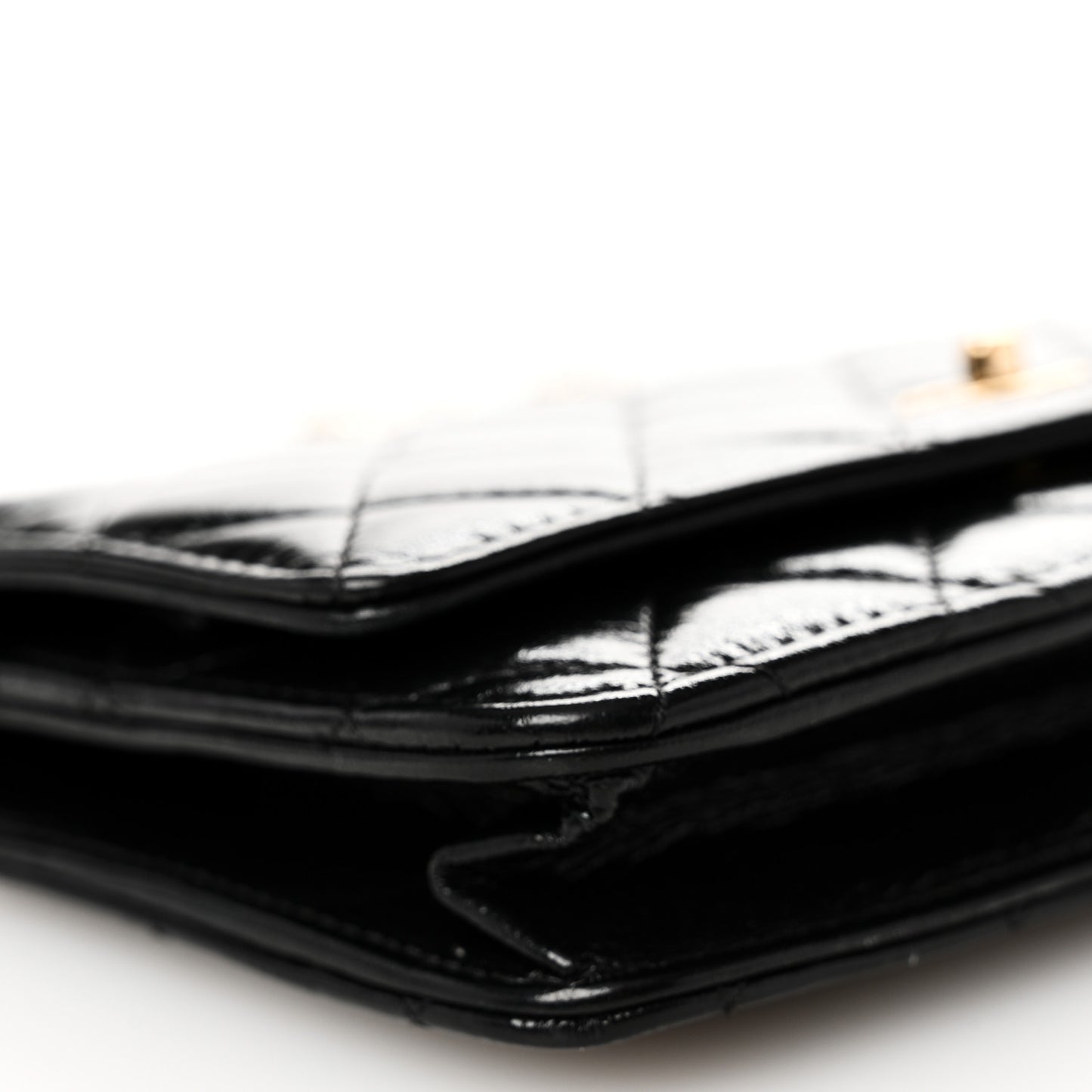 Shiny Calfskin Quilted Pearl Charms Wallet On Chain WOC Black
