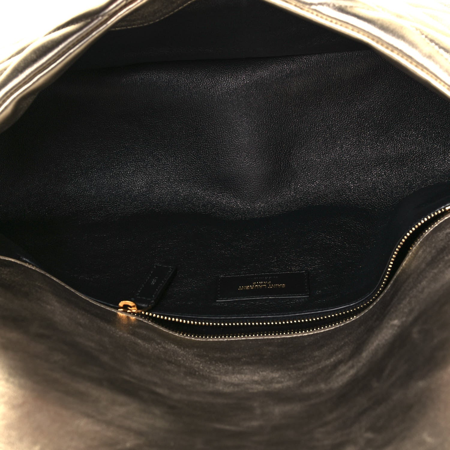 Saint Laurent Metallic Lambskin Quilted Sade Puffer Envelope Clutch Platino 5 of 13
