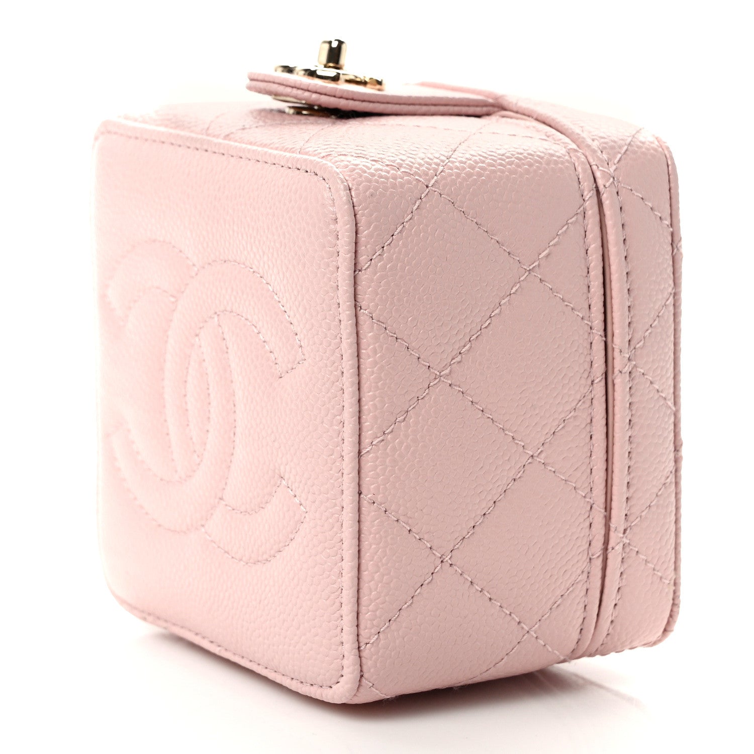 Chanel Caviar Quilted Mini Vanity Wrist Case With Chain Light Pink 11 of 12