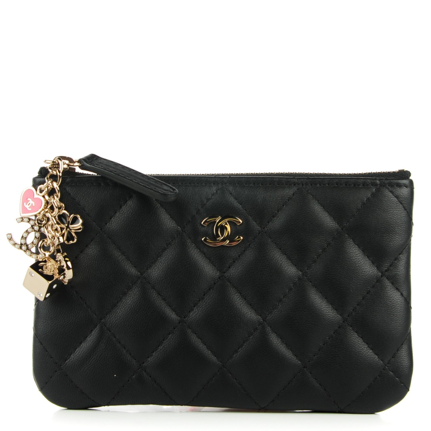 Chanel Lambskin Quilted Zip Casino Coin Purse Black 1 of 7
