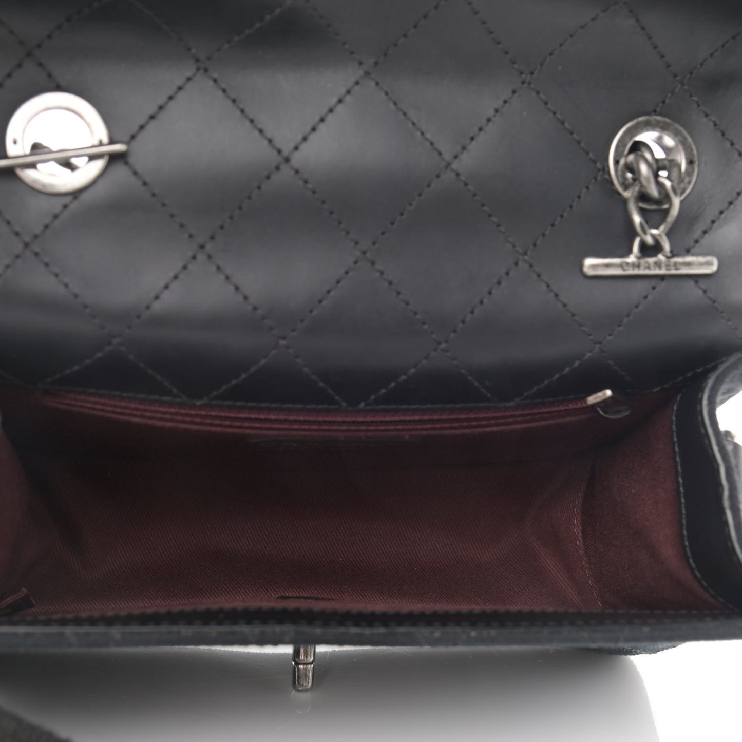 Fabric Quilted Small Flap Bag Navy