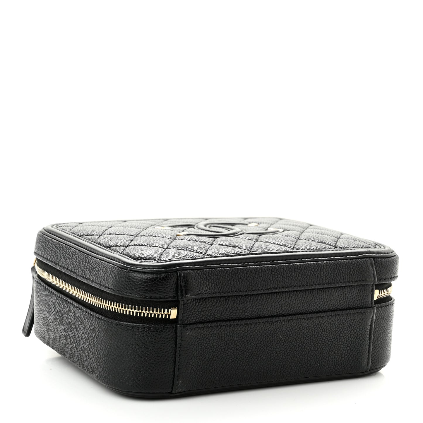 Caviar Quilted Medium CC Filigree Vanity Case Black
