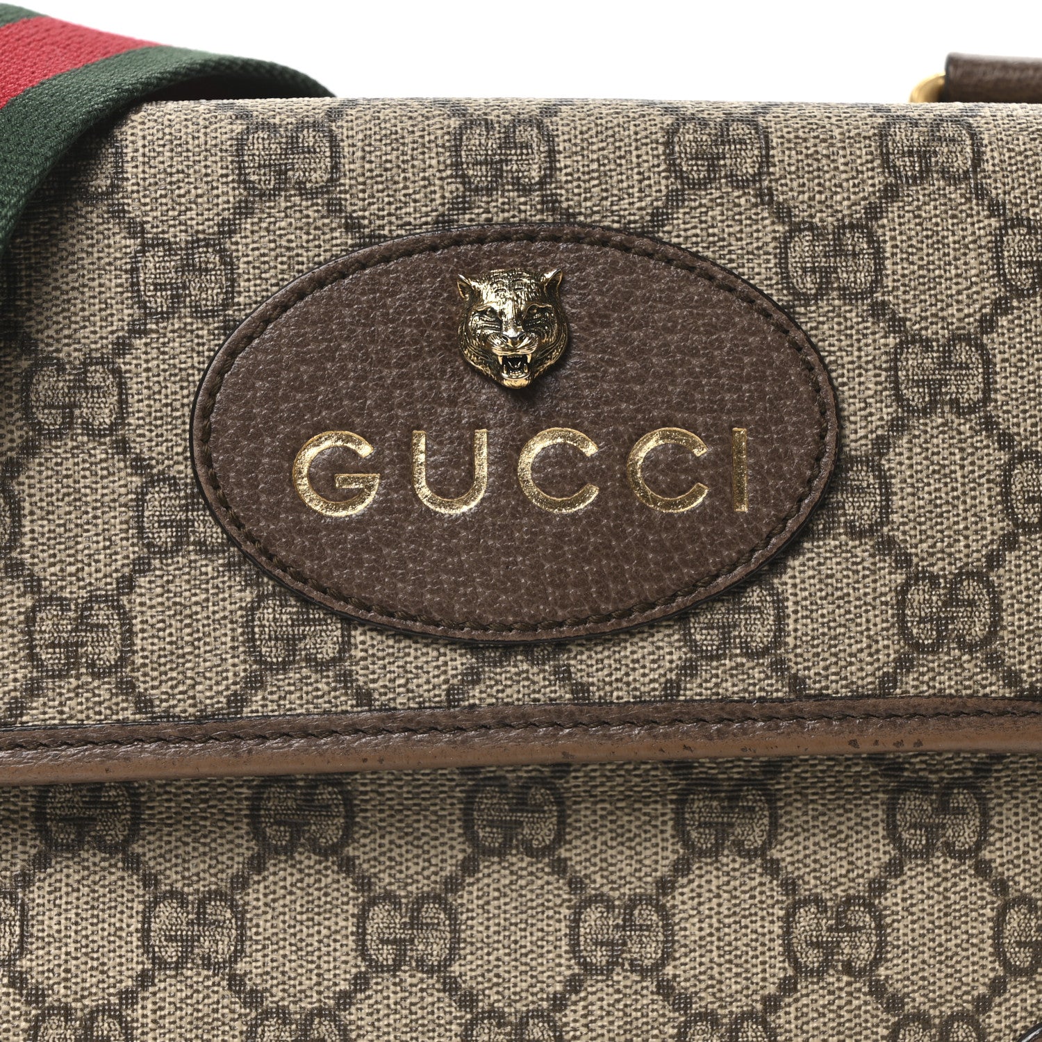Gucci GG Supreme Monogram Web Small Neo Vintage Double Flap Messenger Bag Beige New Acero 8 of 10