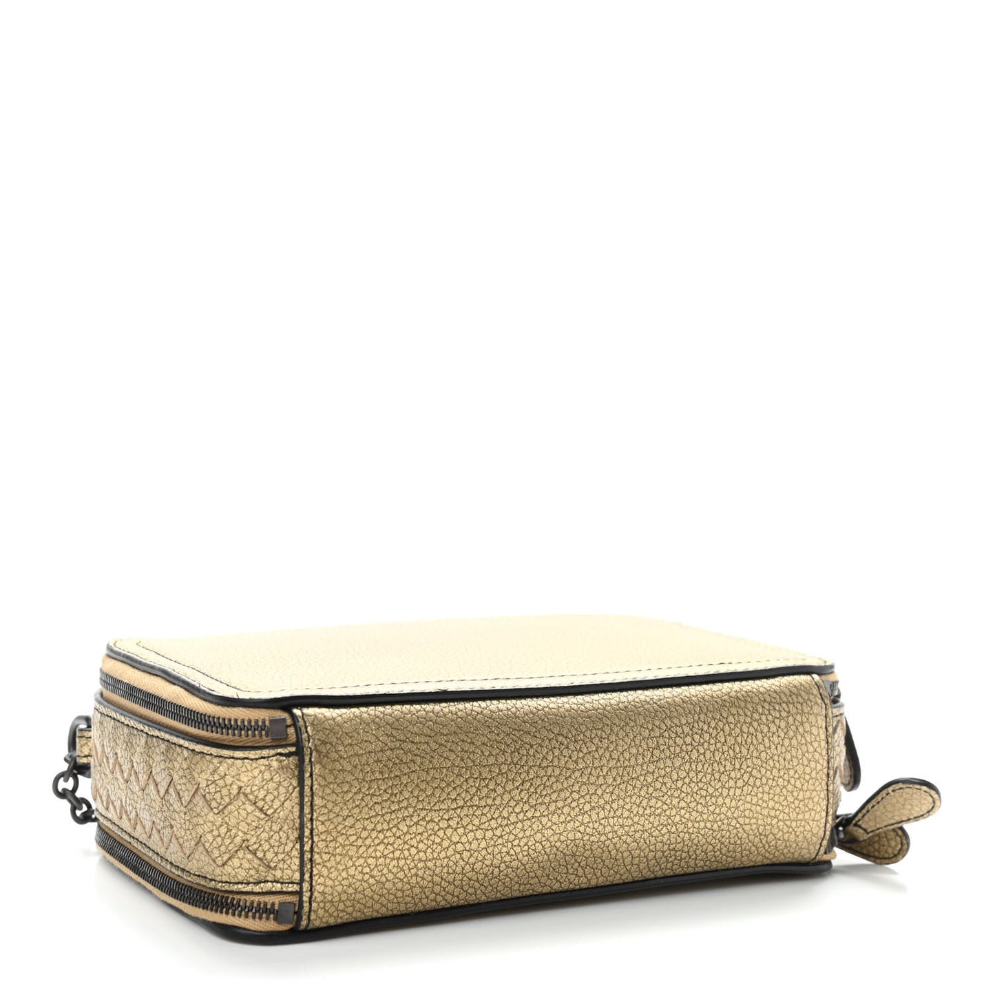 Metallic Lambskin Intrecciato Camera Bag Champignon