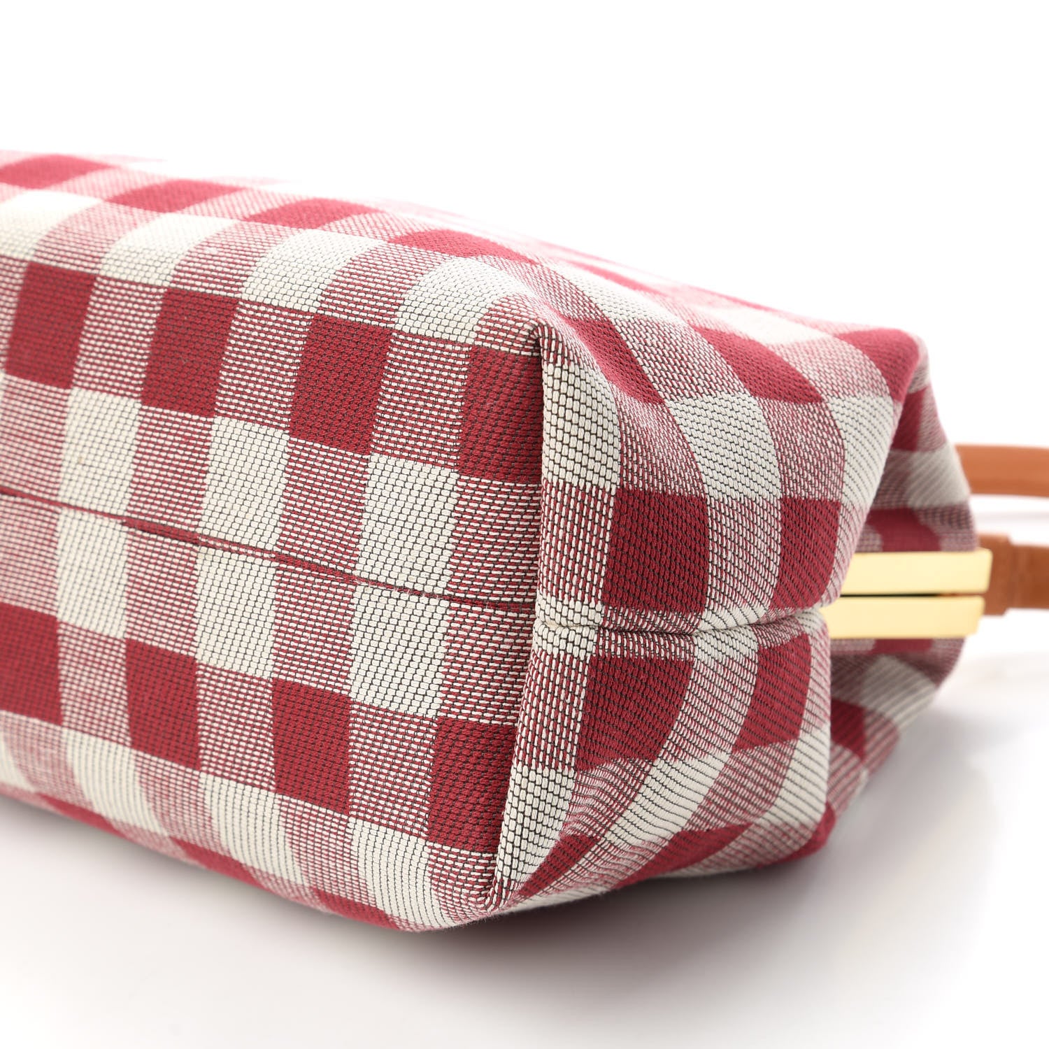Mansur Gavriel Canvas Check Elegant Top Handle Bag Flamma 7 of 9