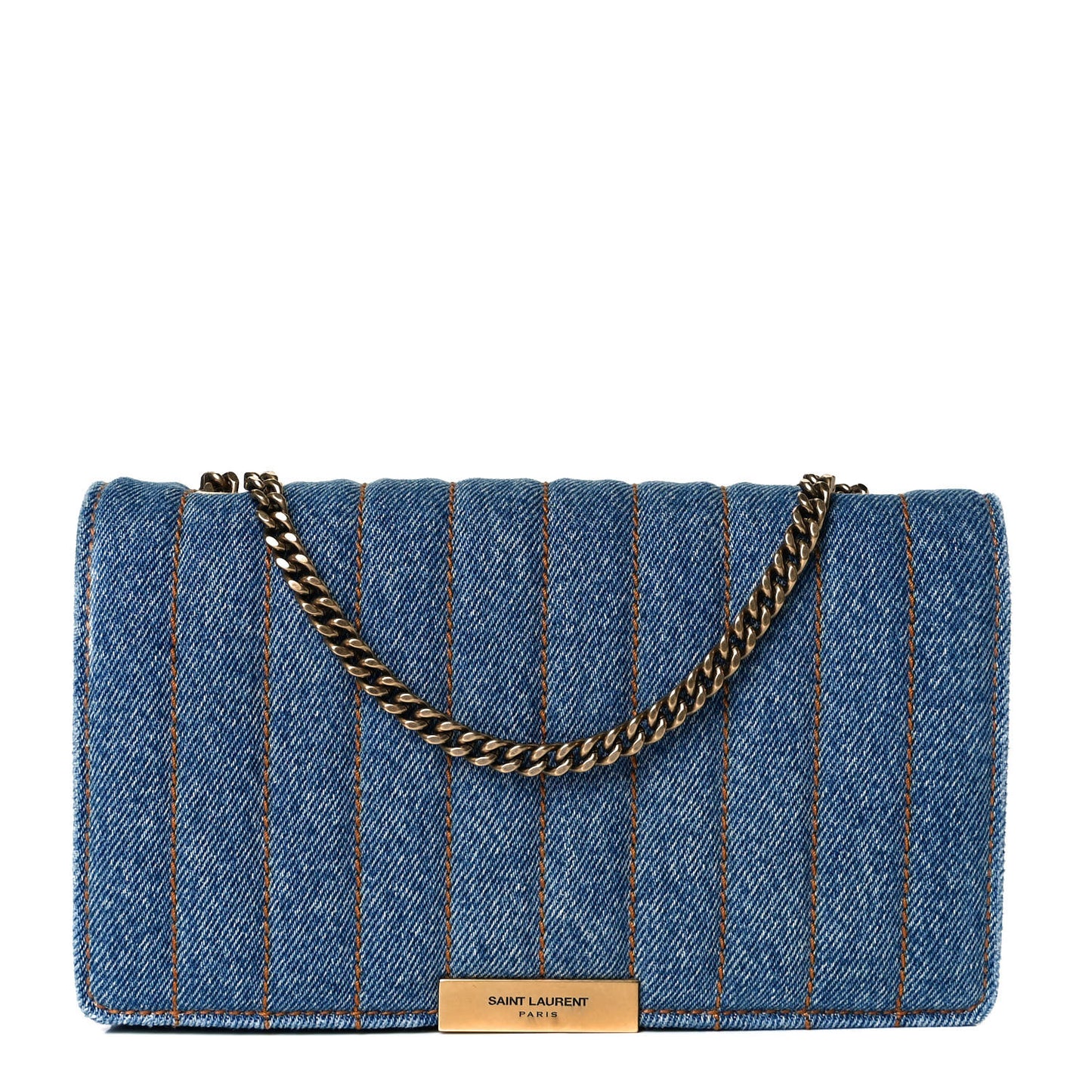 Denim Matelasse Amalia Chain Shoulder Bag Blue