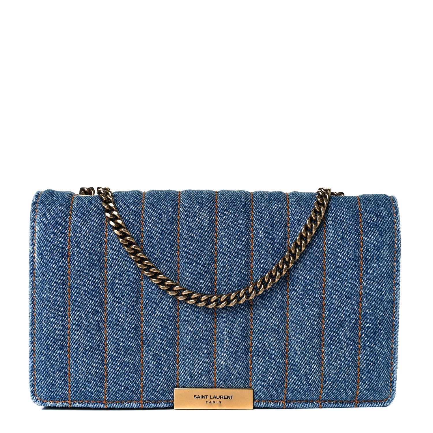 Saint Laurent Denim Matelasse Amalia Chain Shoulder Bag Blue 1 of 8
