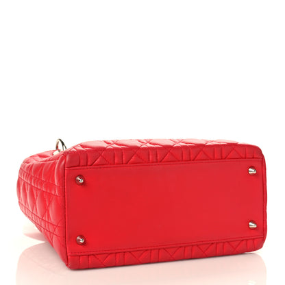 Christian Dior Lambskin Cannage Medium Lady Dior Red 4 of 11