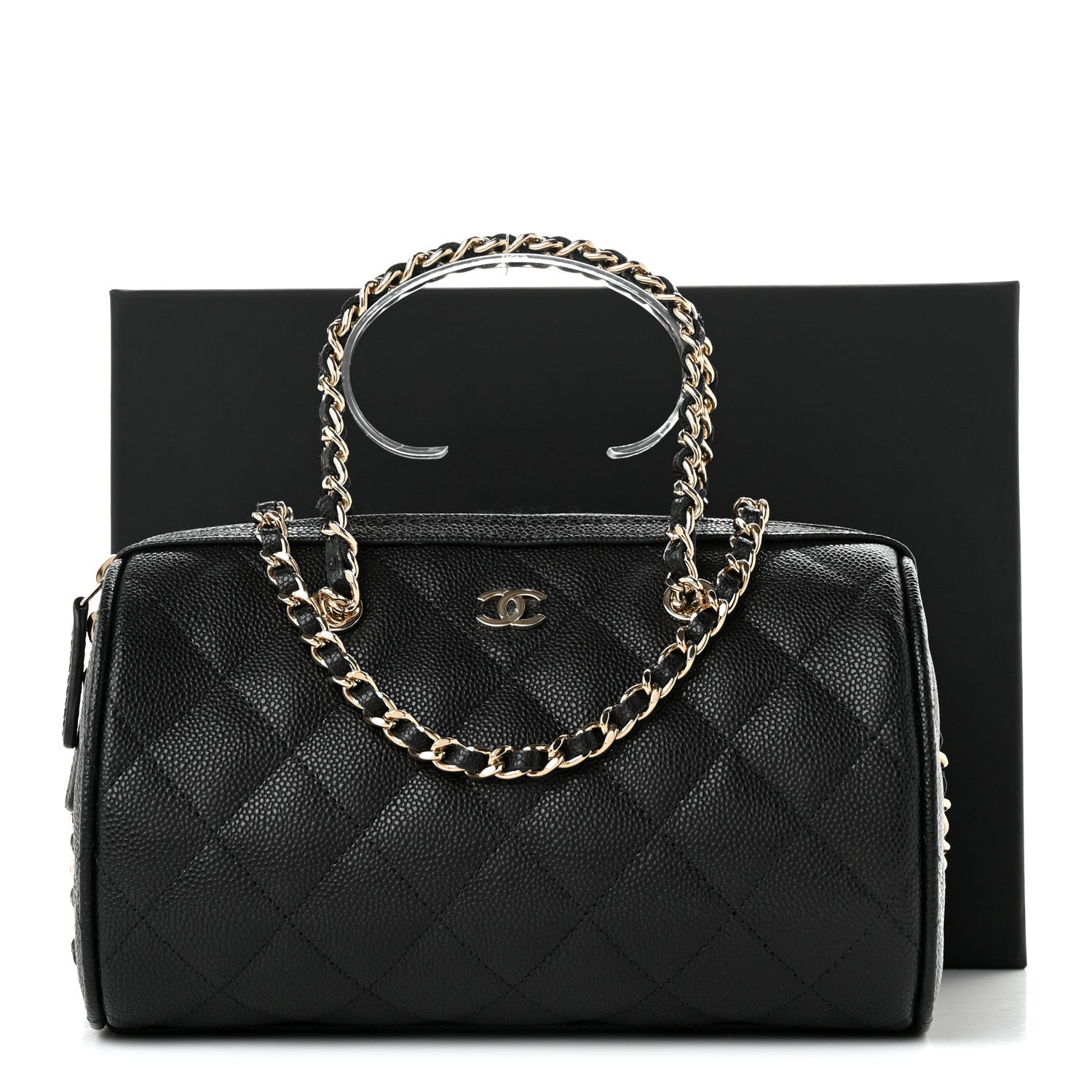 Chanel Caviar Quilted Barrel Clutch With Chain Black 10 of 10