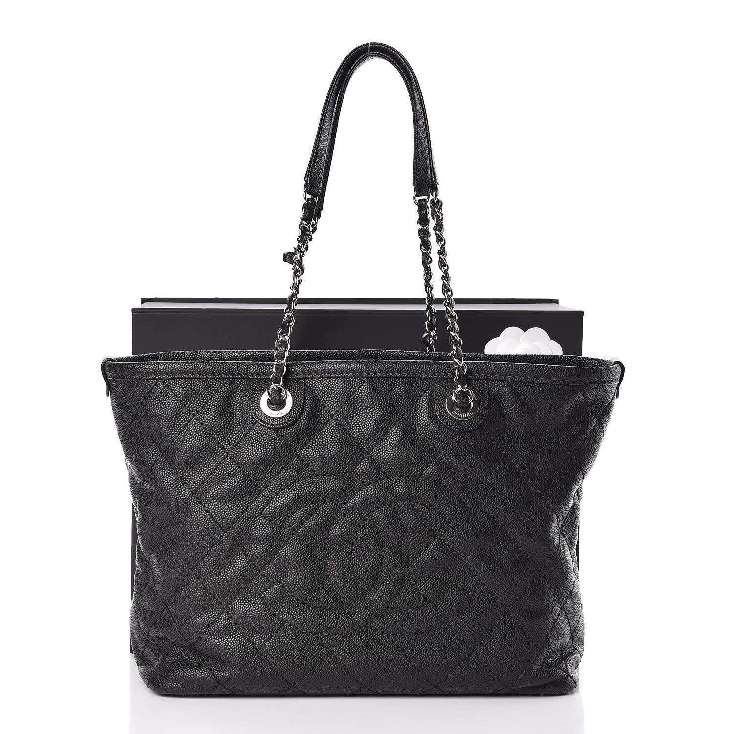 Chanel Grained Calfskin Quilted Small Daily Shopping Tote Black 14 of 14