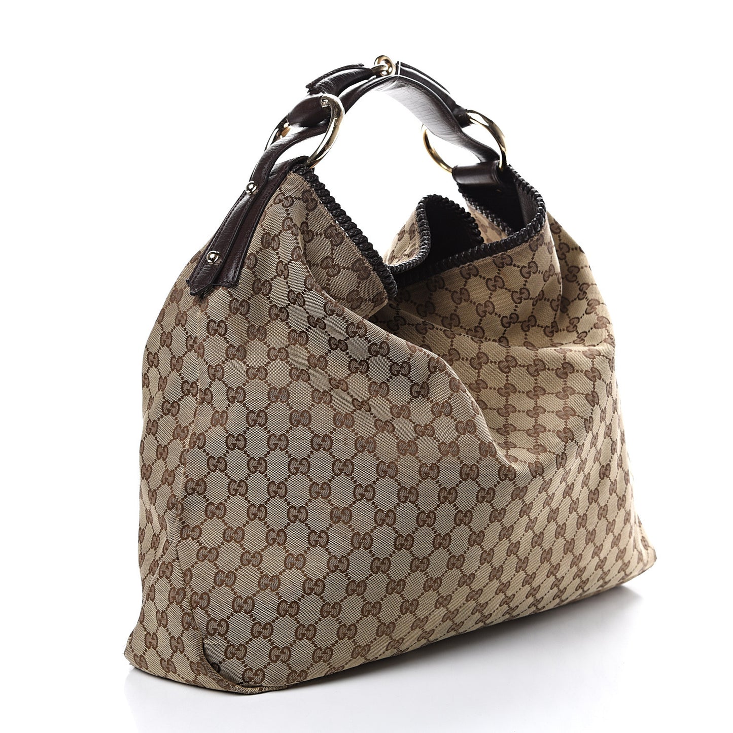 Monogram Large Horsebit Chain Hobo Dark Brown
