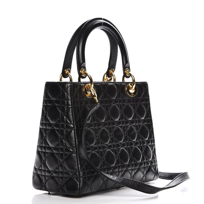 Christian Dior Lambskin Cannage Medium Lady Dior Black 4 of 10