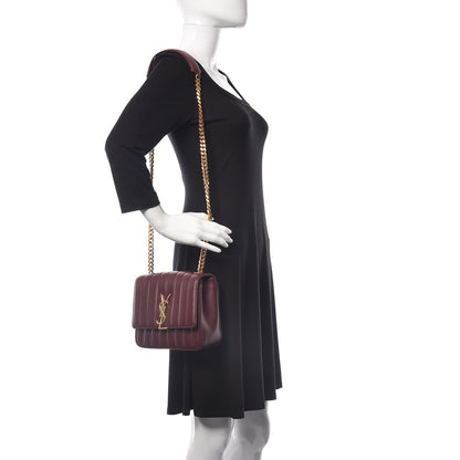 Saint Laurent Lambskin Matelasse Monogram Medium Vicky Chain Bag Dark Legion Red 2 of 9