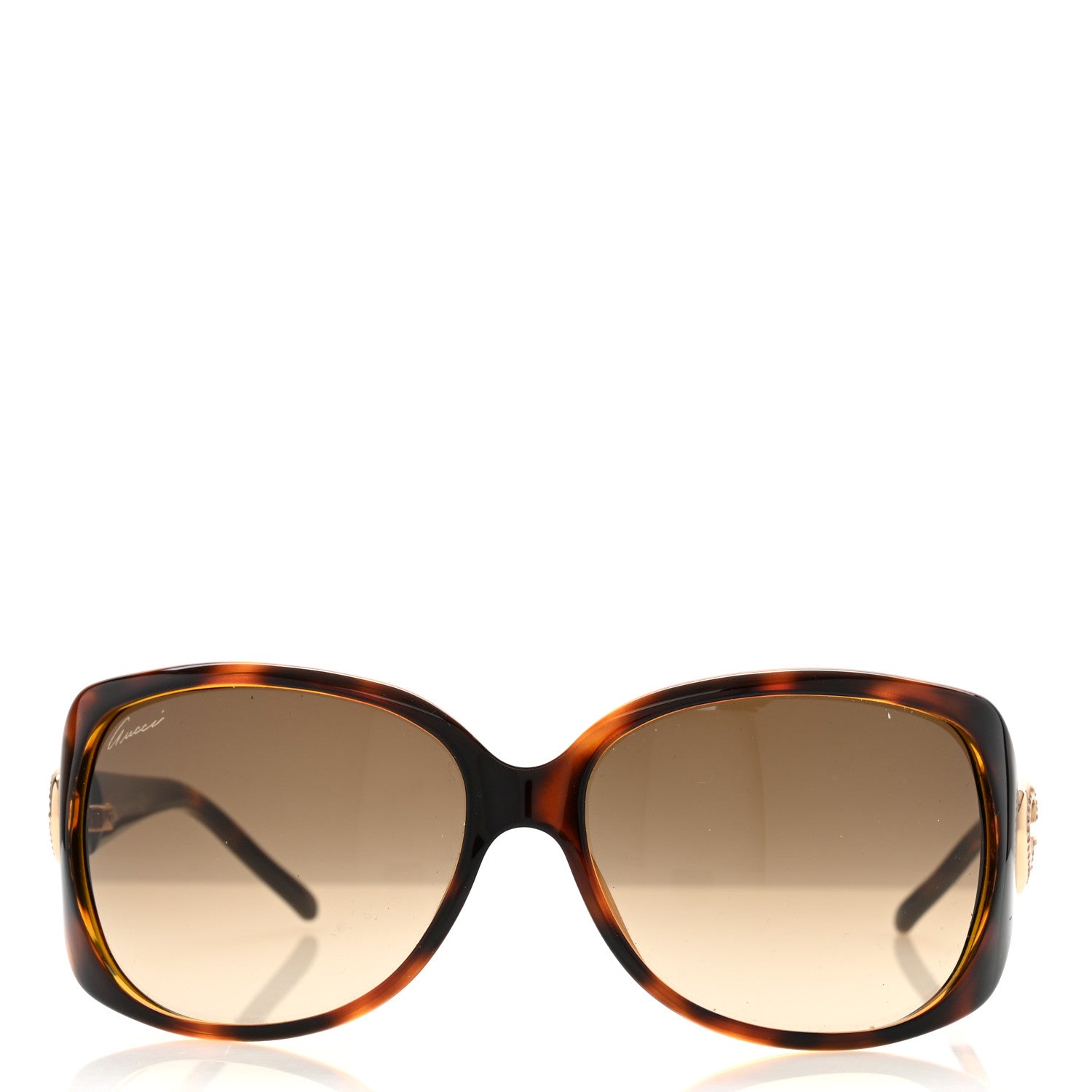Gucci Acetate Crystal Heart GG3548S Sunglasses Havana Brown 2 of 7