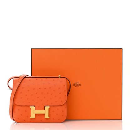 Hermes Ostrich Constance 18 Tangerine 13 of 13