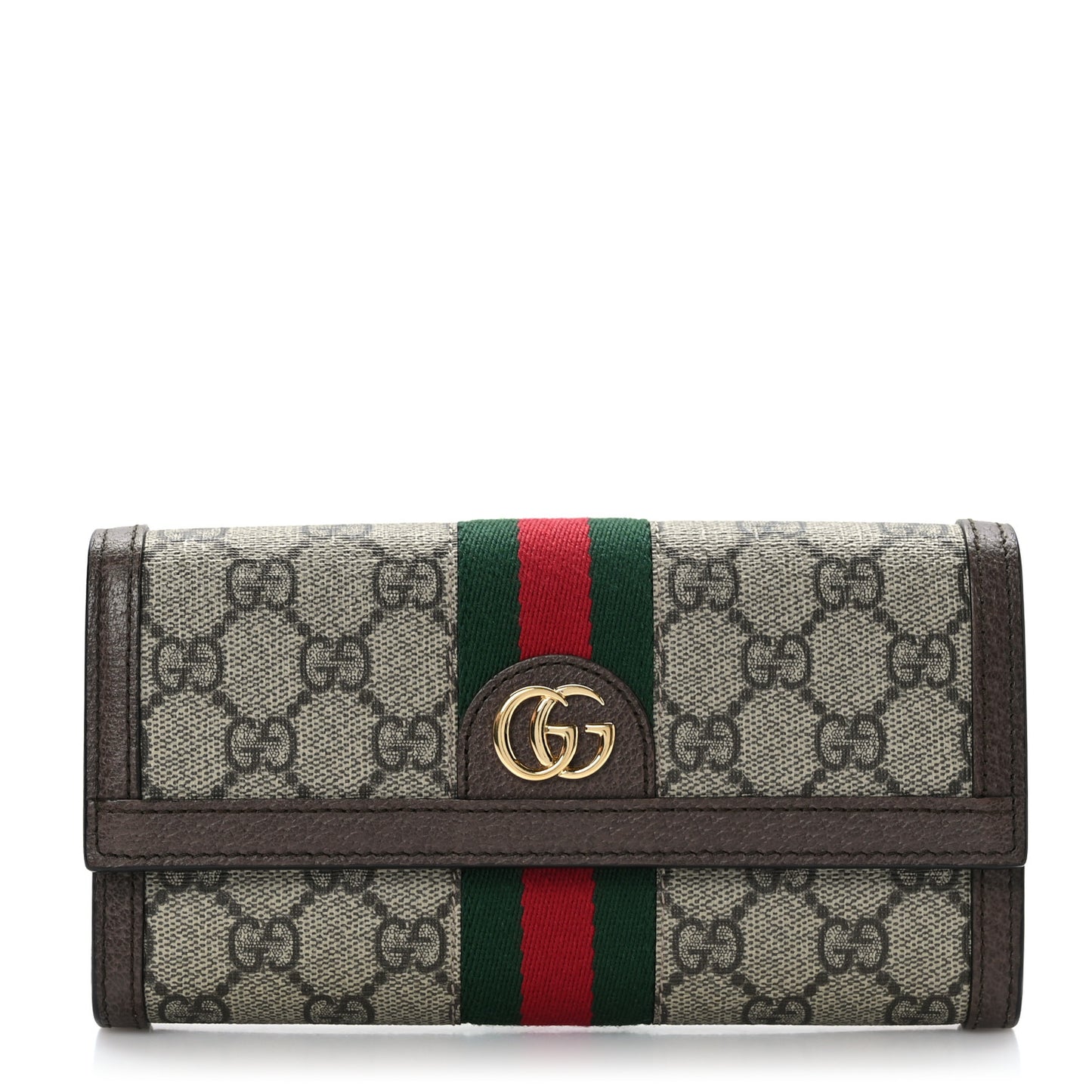 GG Supreme Monogram Web Ophidia Continental Wallet Brown