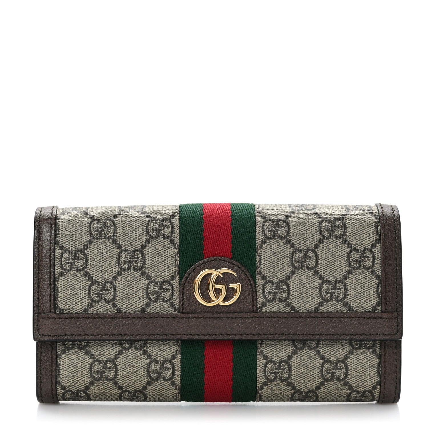 Gucci GG Supreme Monogram Web Ophidia Continental Wallet Brown 1 of 7