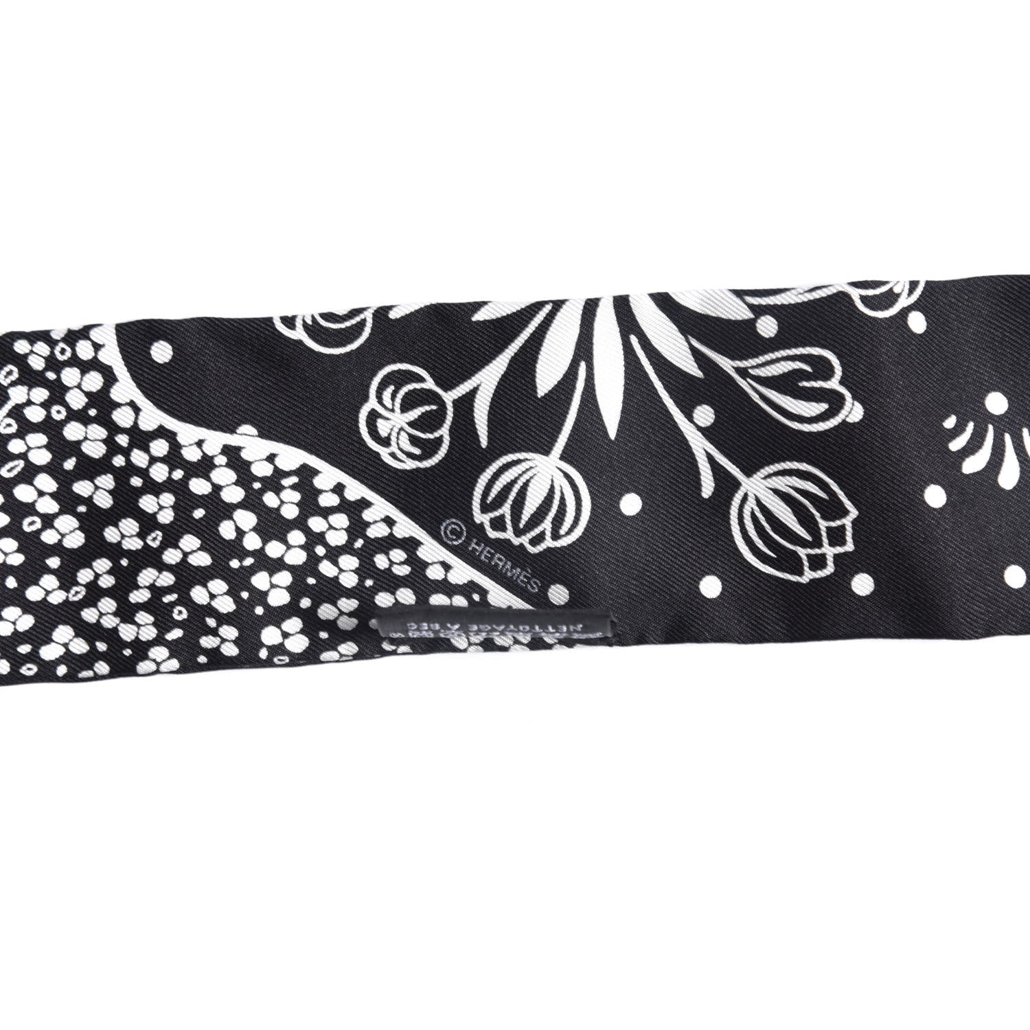 Hermes Silk Les Leopards Twilly Black White 3 of 5