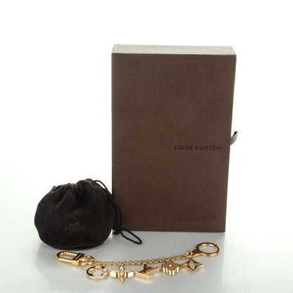Louis Vuitton Brass Enamel Fleur De Monogram Bag Charm Chain Gold 5 of 5