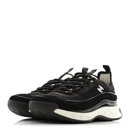 Chanel Fabric Suede CC Sneakers 40 Black Dark Grey 4 of 12
