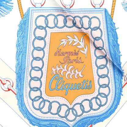 Hermes Silk Cliquetis Scarf 90 White Rose Poudre Bleu 4 of 7