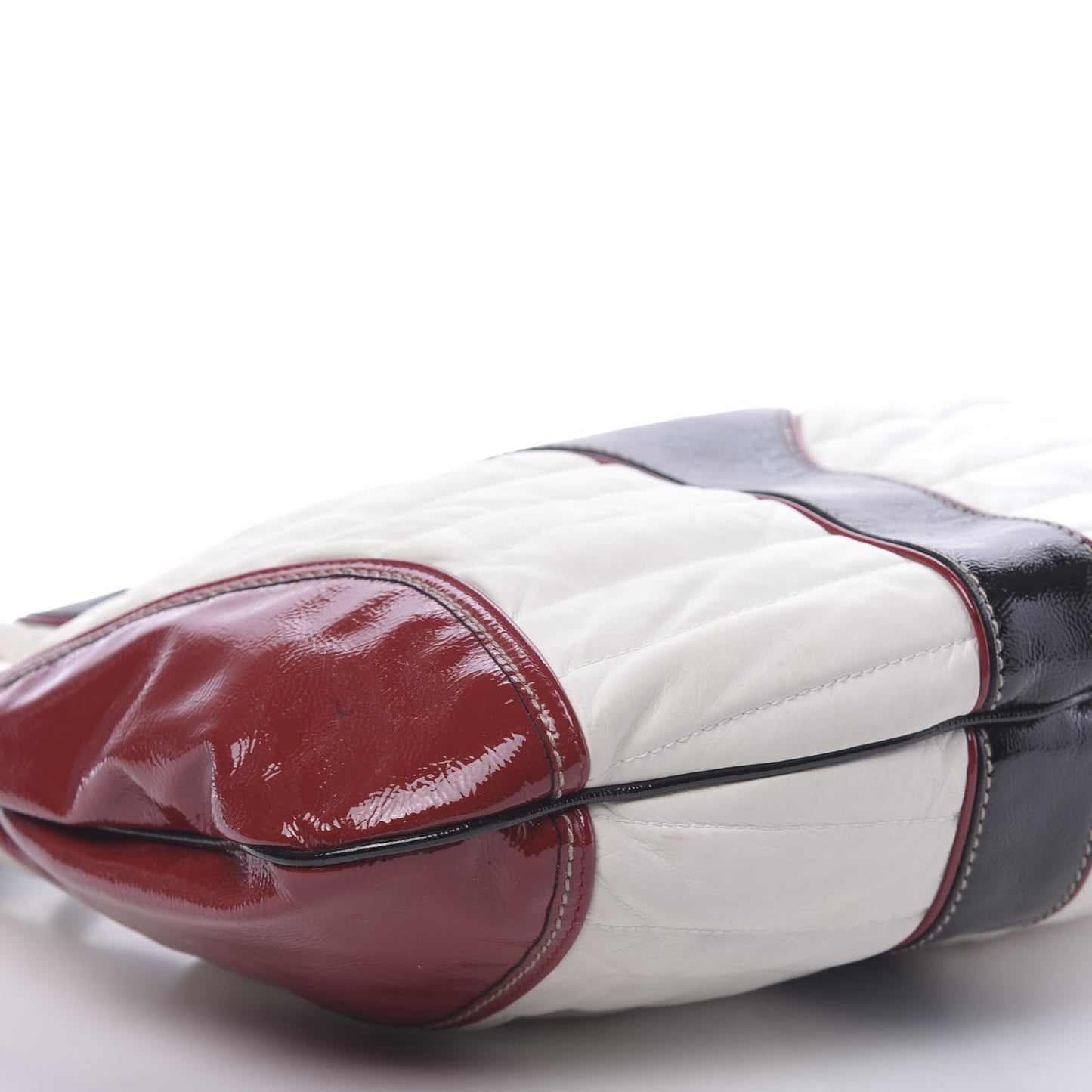 Patent Calfskin Medium Snow Glam Hobo Black White Red