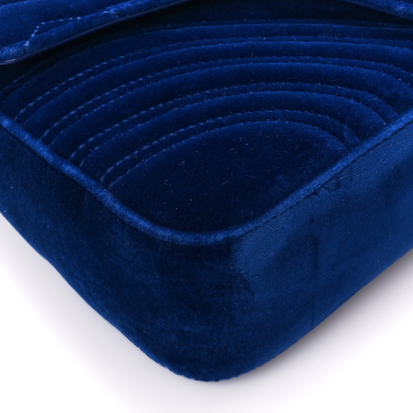 Velvet Matelasse Medium GG Marmont Shoulder Bag Cobalt Blue
