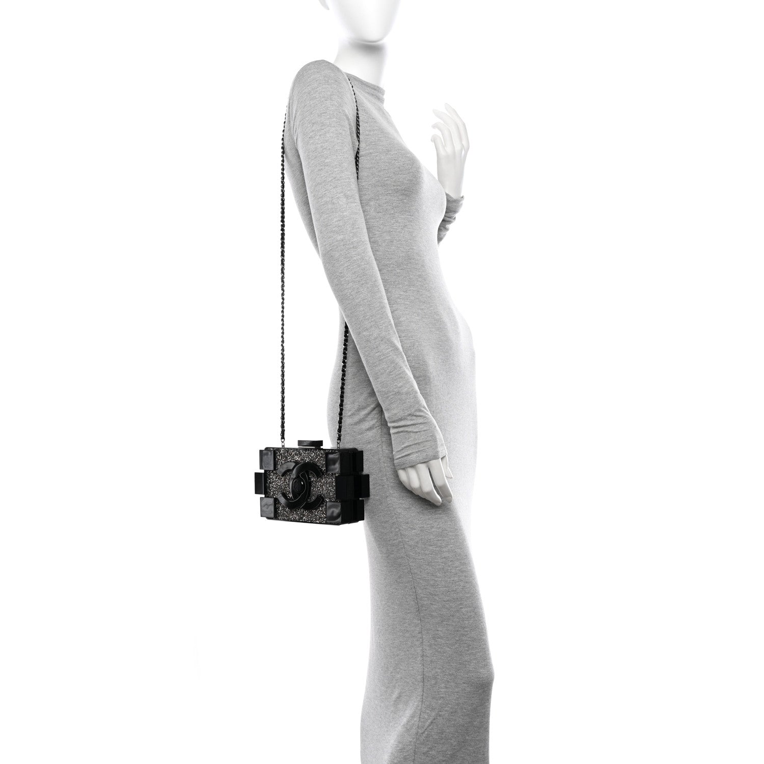 Chanel Plexiglass Crystal Lego Clutch Black 3 of 12