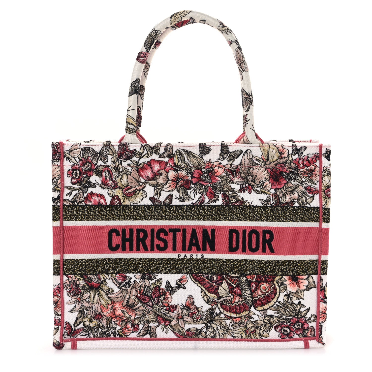 Christian Dior Canvas Embroidered Medium Butterfly Print Book Tote Multicolor 1 of 9