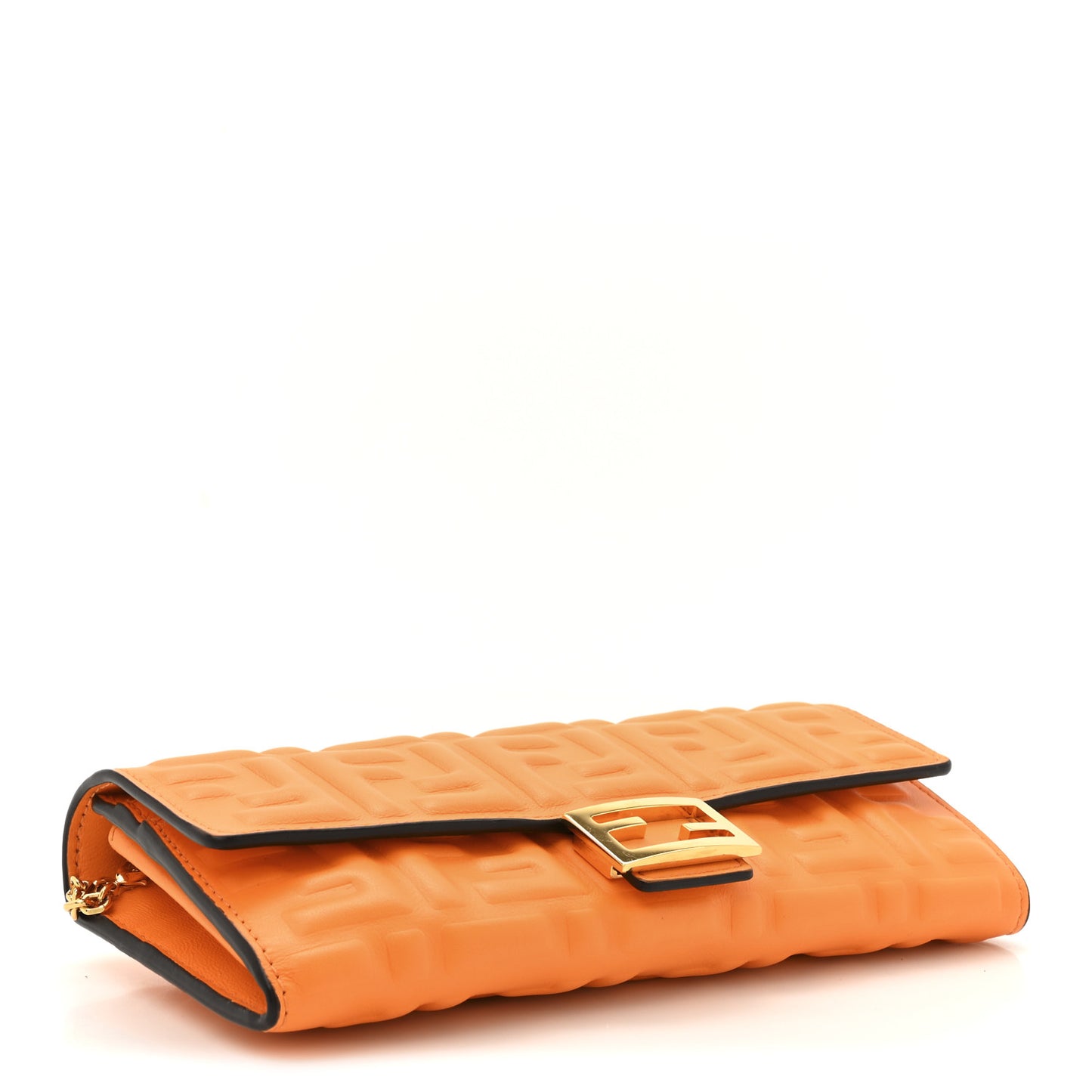 Nappa Matisse FF Embossed Continental Wallet On Chain Clementine