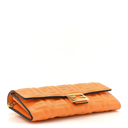 Fendi Nappa Matisse FF Embossed Continental Wallet On Chain Clementine 4 of 12