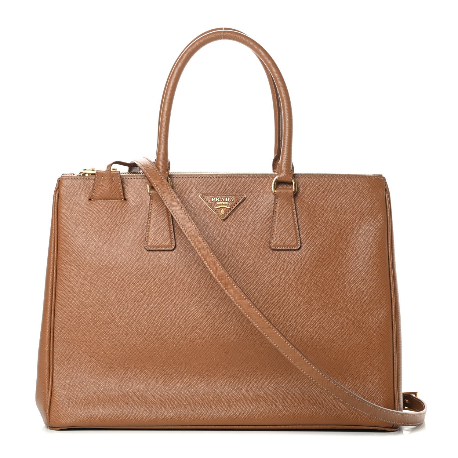 Prada Saffiano Medium Galleria Double Zip Tote Caramel 1 of 18