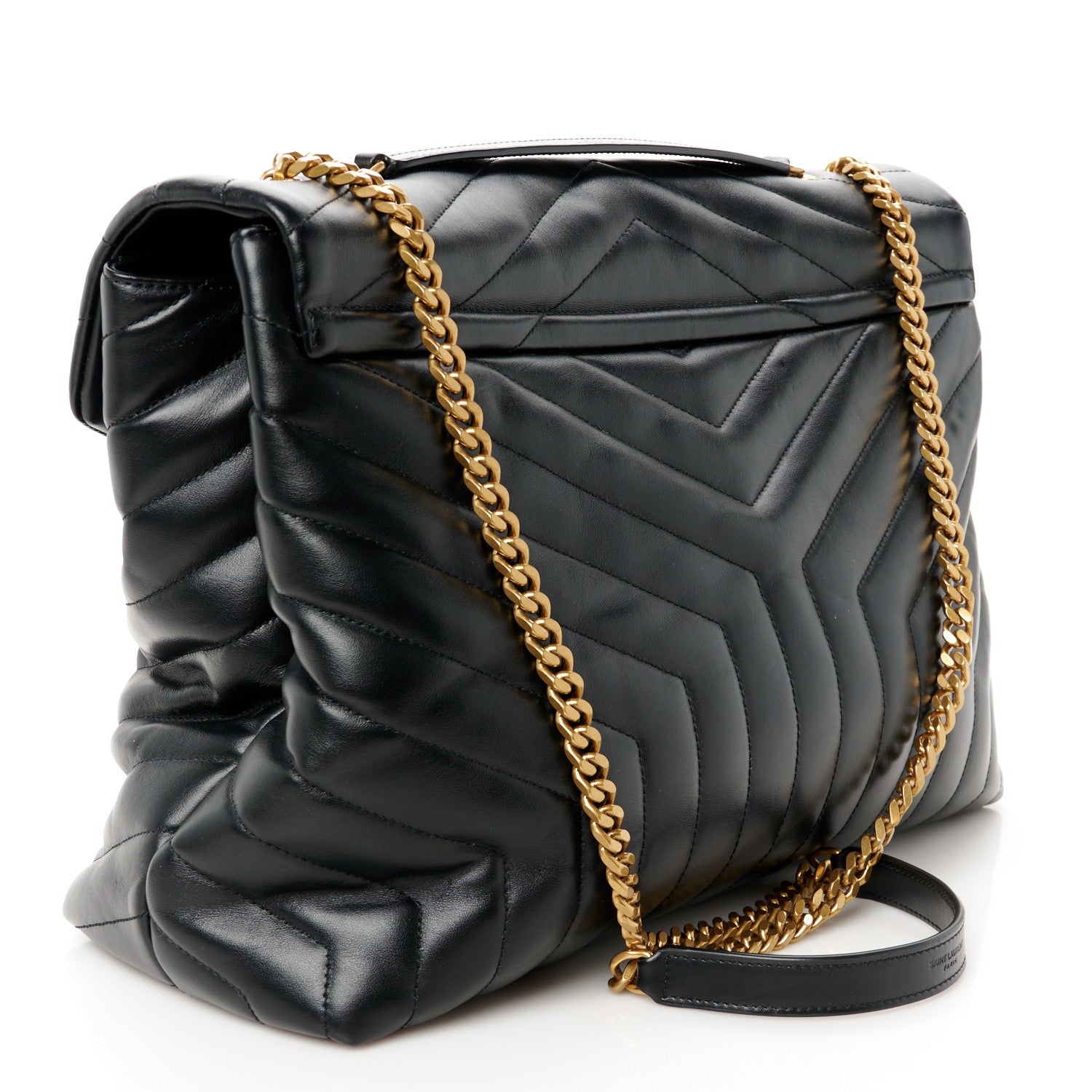 Saint Laurent Calfskin Y Quilted Monogram Large Loulou Chain Satchel Black 3 of 11
