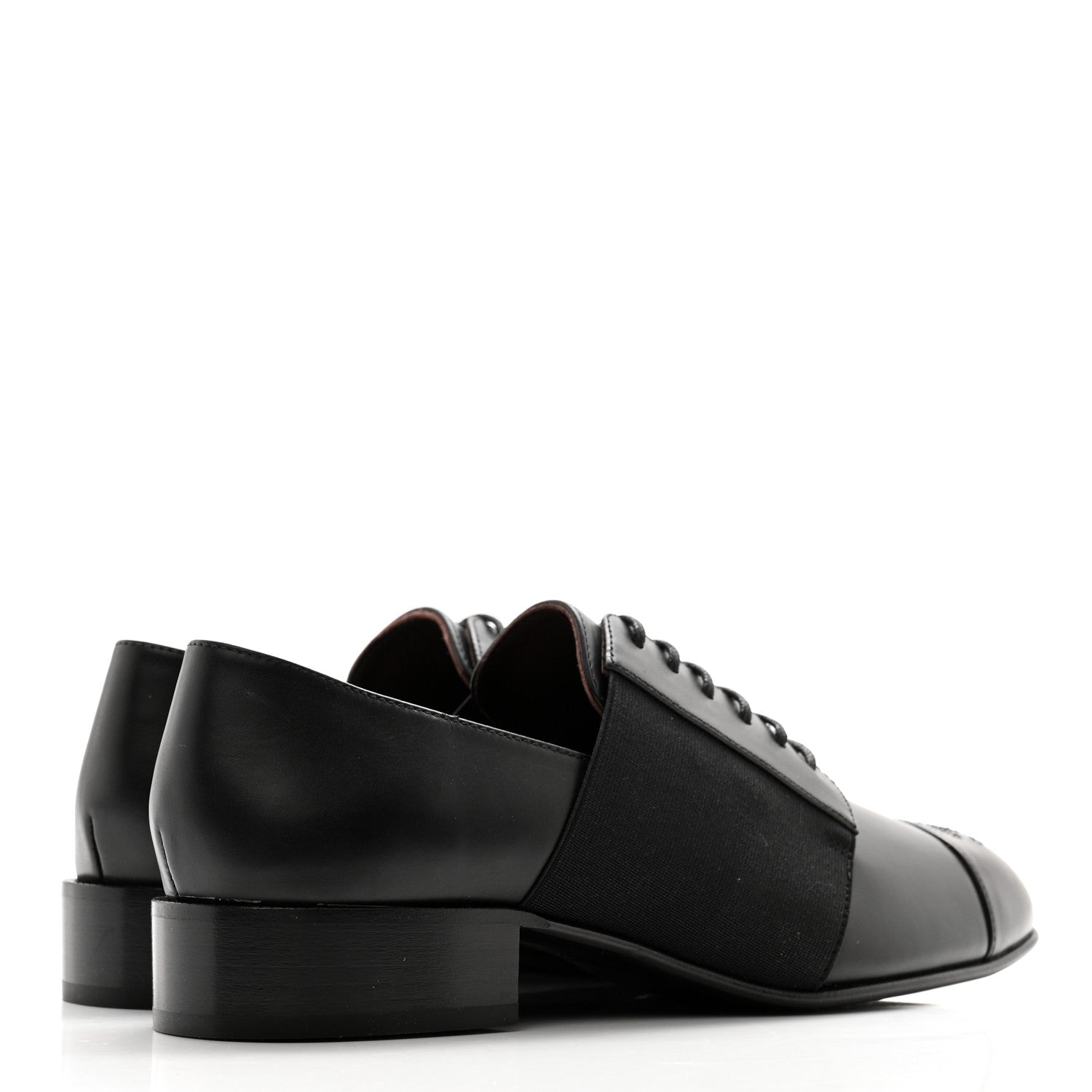 Chanel Calfskin Elastic Lace Up Cap Toe CC Loafers 39 Black 4 of 10