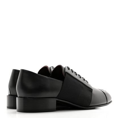 Chanel Calfskin Elastic Lace Up Cap Toe CC Loafers 39 Black 4 of 10