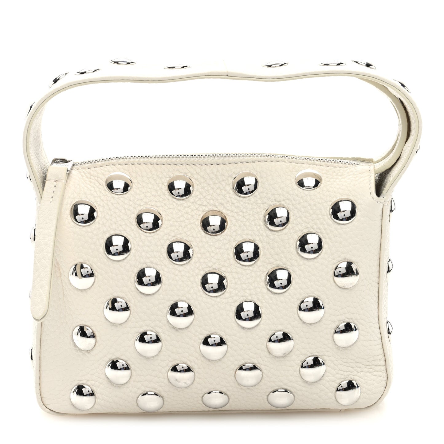 Pebbled Sport Calfskin Studded Small Elena White