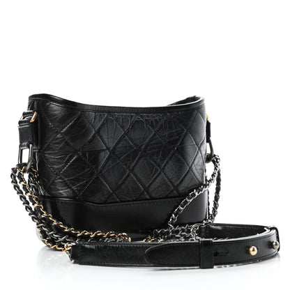 Chanel Aged Calfskin Quilted Small Gabrielle Hobo Black 3 of 5
