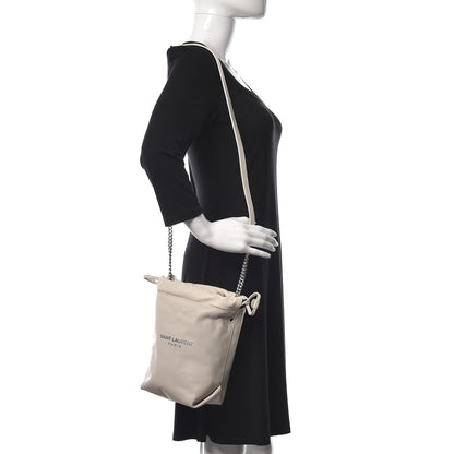Saint Laurent Lambskin Small Teddy Bucket Bag White 2 of 10