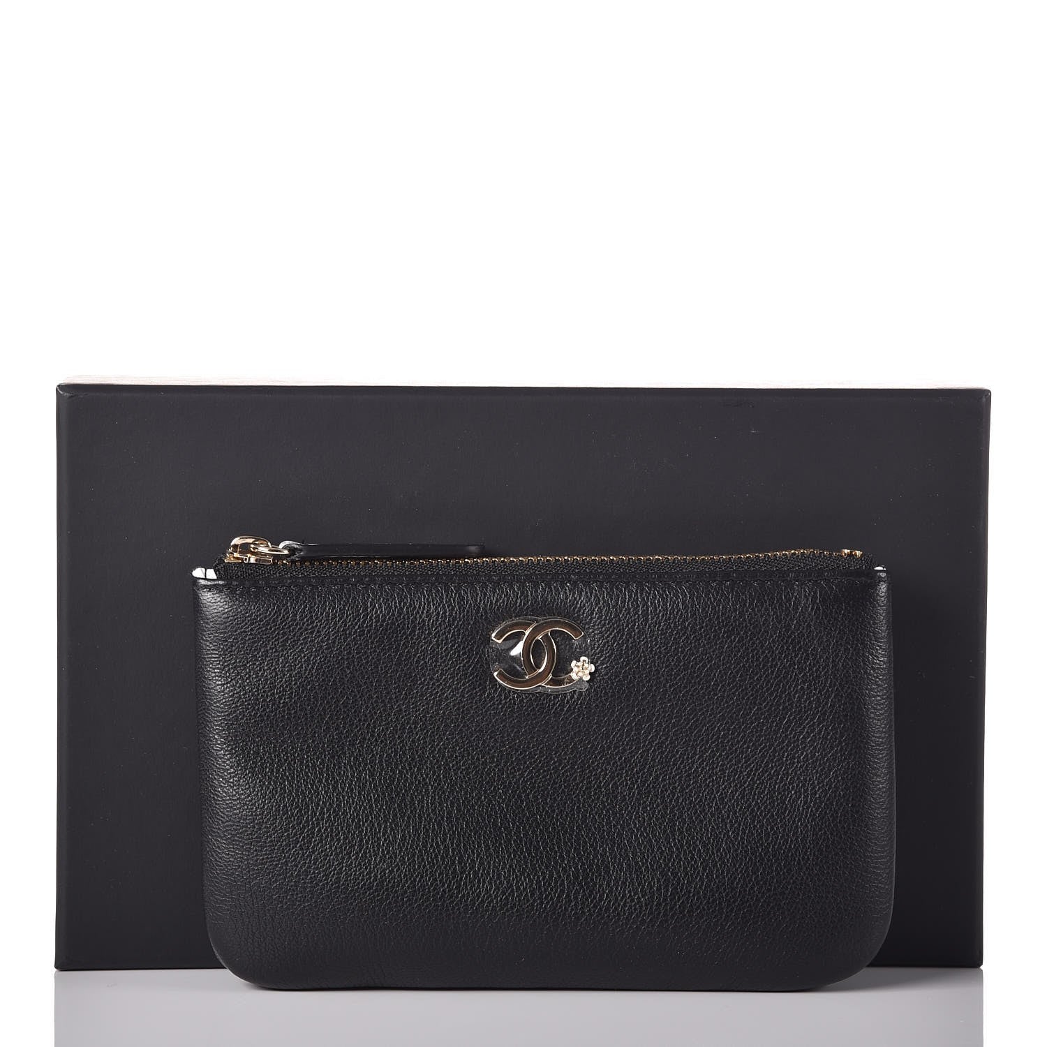 Chanel Goatskin Small CC Clover Cosmetic Case Black 8 of 8